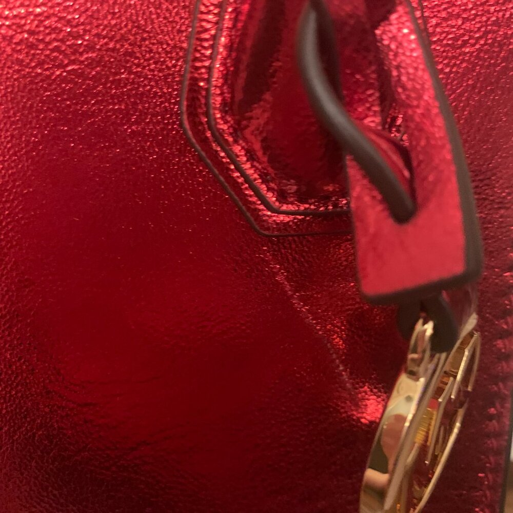 NEW MICHAEL KORS MERCER XS MINI CROSSBODY PHONE MK BAG METALLIC RED CRIMSON - Picture 4 of 16